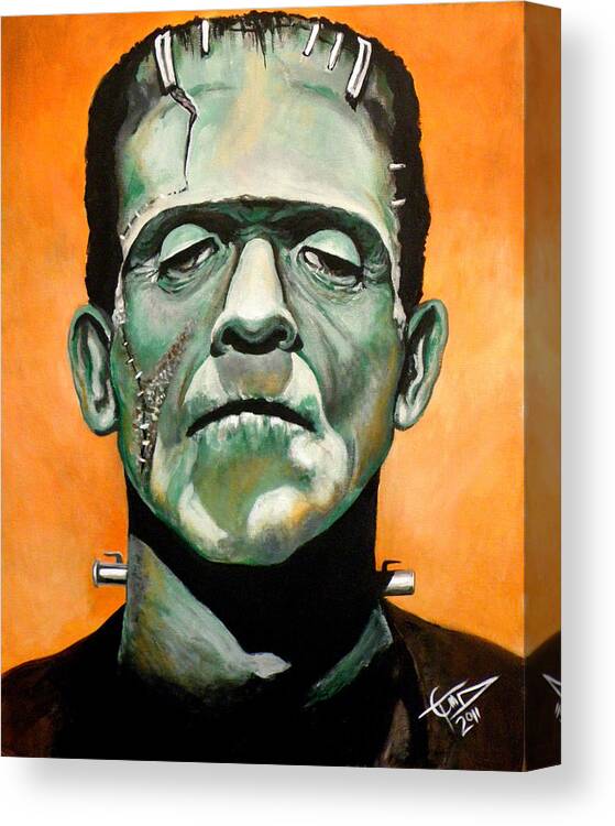 Frankenstein Canvas Print featuring the painting Frankenstein by Tom Carlton