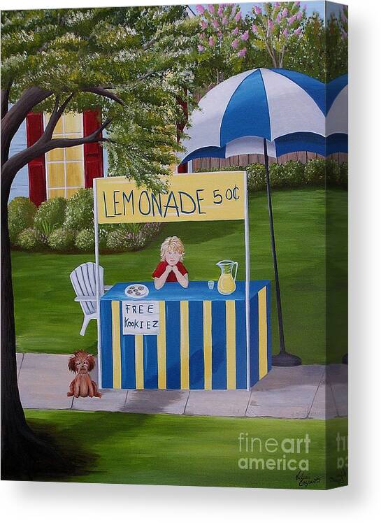 Lemonade Canvas Print featuring the painting Free Cookies by Valerie Carpenter