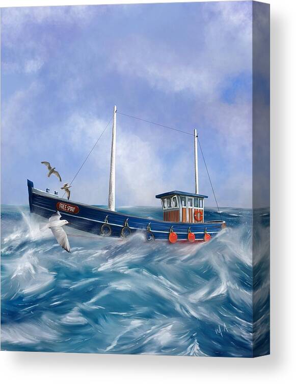 “fishing Boat Free Spirit” Canvas Print featuring the digital art Free Spirit by Mark Taylor