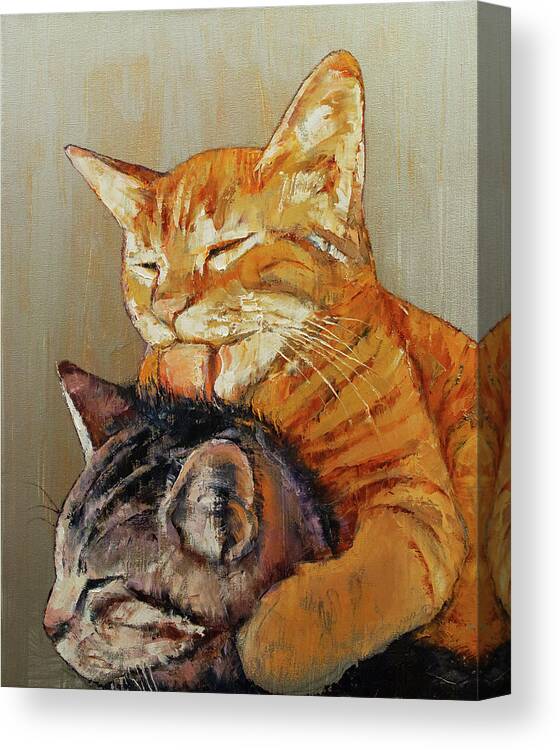 Cat Canvas Print featuring the painting Friends by Michael Creese