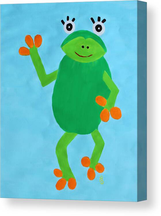 Frog Canvas Print featuring the painting Froggie by Deborah Boyd