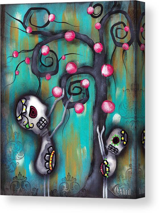 Day Of The Dead Canvas Print featuring the painting Fruits by Abril Andrade