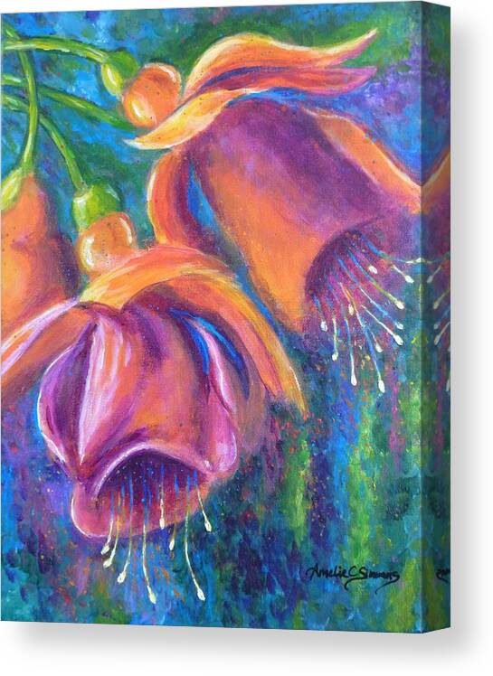 Fuchsia Canvas Print featuring the painting Fuchsia by Amelie Simmons