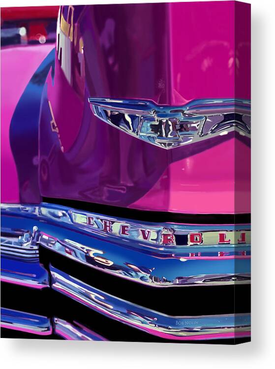 Chevrolet Canvas Print featuring the digital art Fuchsia and Chrome by Bob Nolin