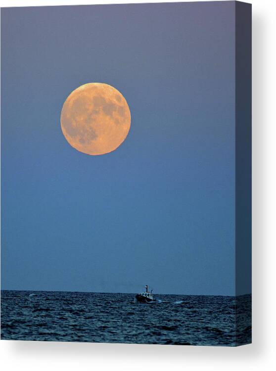 Moon Canvas Print featuring the photograph Full Blood Moon by Nancy Landry