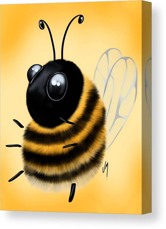 Bee Canvas Print featuring the painting Funny bee by Veronica Minozzi