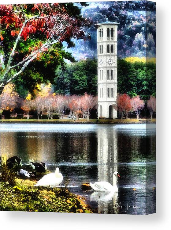 Watercolor Canvas Print featuring the painting Furman University Bell Tower by Lynne Jenkins