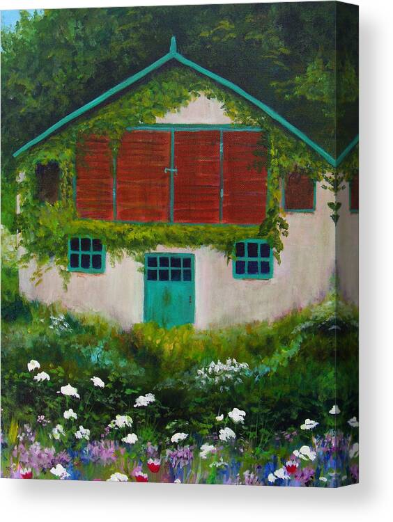 Cottage Canvas Print featuring the painting Garden Cottage by Anne Marie Brown