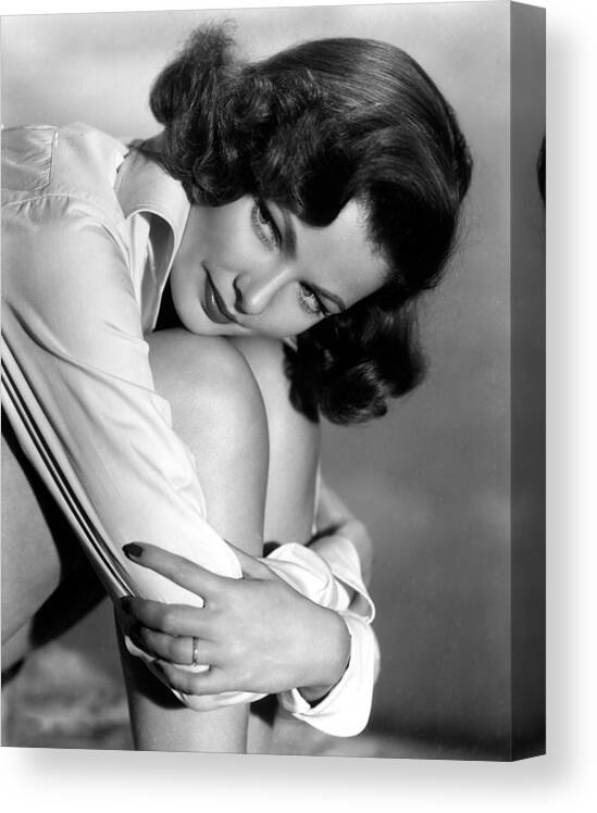 Button-down Shirt Canvas Print featuring the photograph Gene Tierney In The Early 1950s by Everett