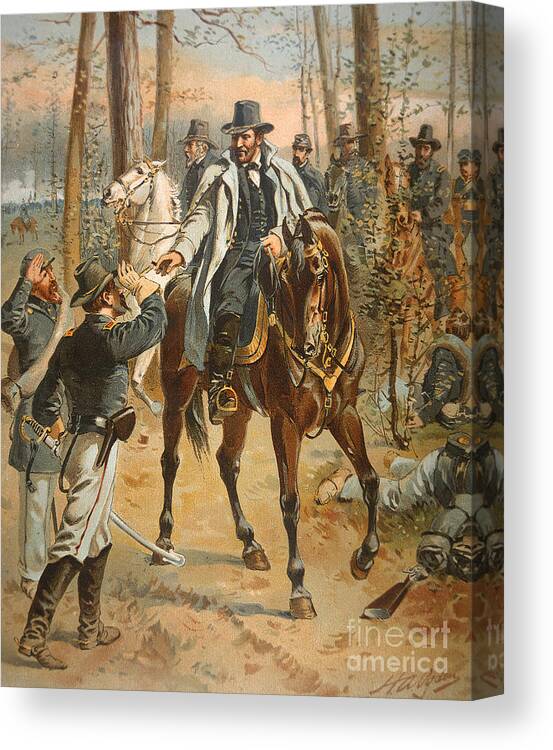 Grant Canvas Print featuring the painting General Grant in the Wilderness Campaign 5th May 1864 by Henry Alexander Ogden