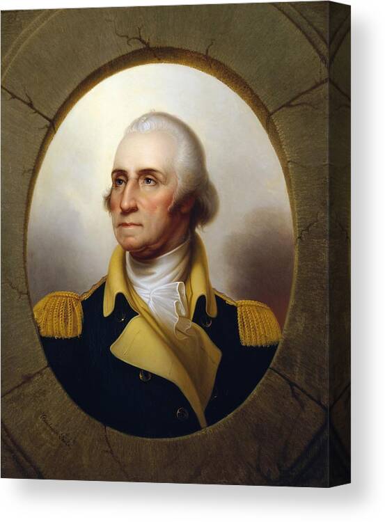 George Washington Canvas Print featuring the painting General Washington - Porthole Portrait by War Is Hell Store