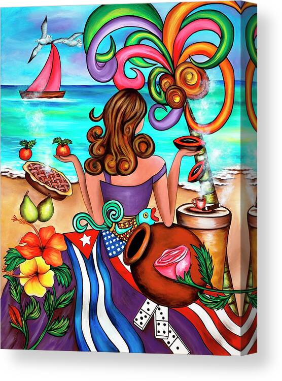 Cuba Canvas Print featuring the painting Generation Spanglish by Annie Maxwell