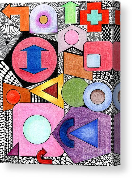 Geometric Shapes Canvas Print featuring the mixed media Geometric by Ruth Dailey