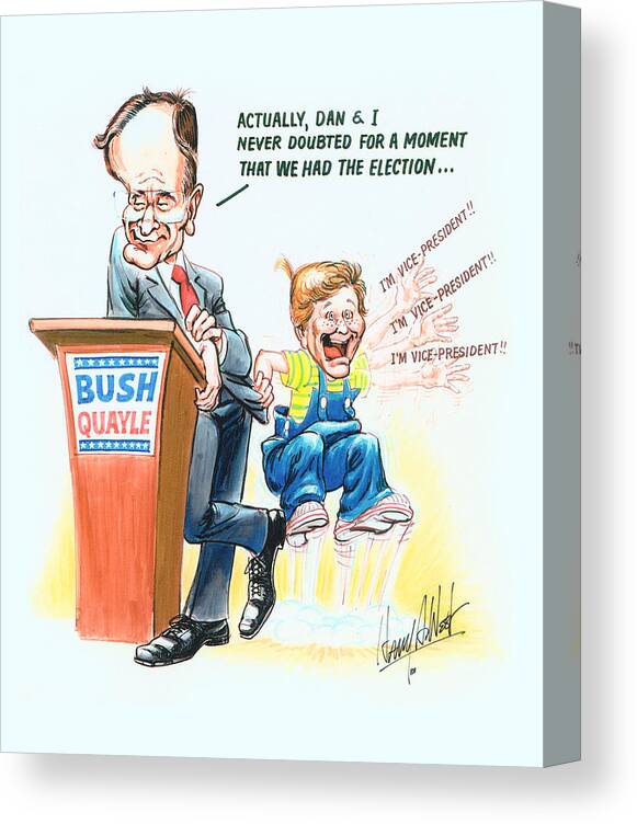 George Hw Bush Canvas Print featuring the drawing GHWB Election by Harry West