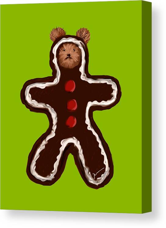 Teddy Canvas Print featuring the painting Gingerbread Teddy by Jean Pacheco Ravinski