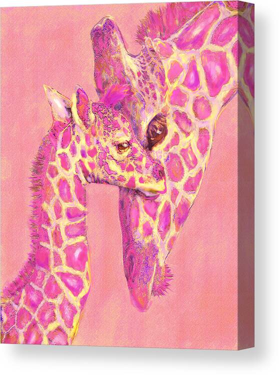  Jane Schnetlage Canvas Print featuring the digital art Giraffe Shades- Pink by Jane Schnetlage