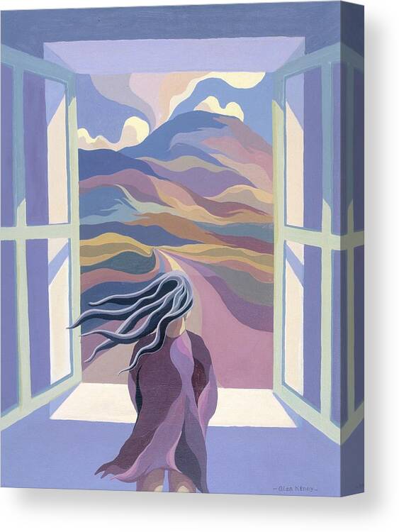 Girl Canvas Print featuring the painting Girl by window by Alan Kenny