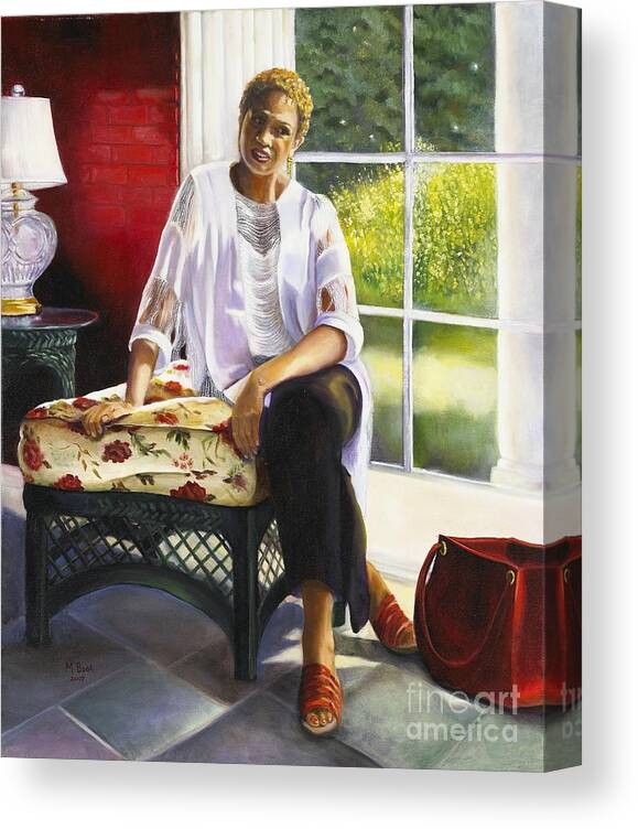 Portrait Canvas Print featuring the painting Girl Talk by Marlene Book