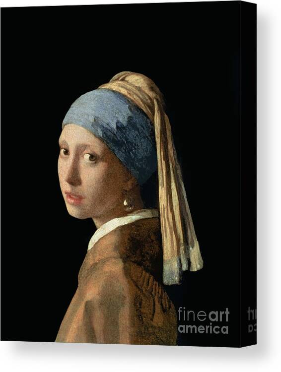 Jan Vermeer Canvas Print featuring the painting Girl with a Pearl Earring by Jan Vermeer