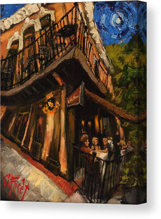 Huntsville Canvas Print featuring the painting Girls Night at Cotton Row by Carole Foret