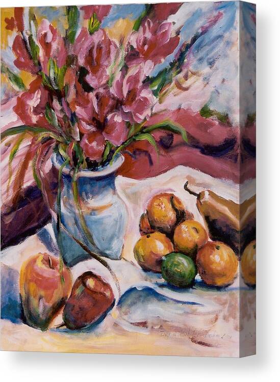 Ingrid Dohm Canvas Print featuring the painting Gladiolas by Ingrid Dohm