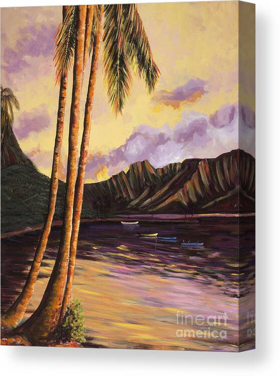 Acrylic Canvas Print featuring the painting Glowing Kualoa Diptych 1 of 2 by Patti Bruce - Printscapes