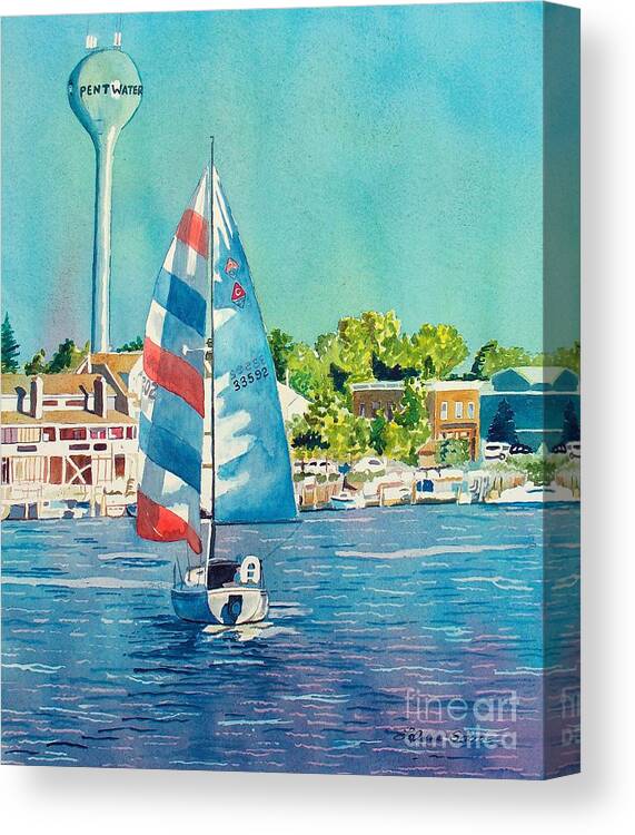 Sailboats Canvas Print featuring the painting Going Home by LeAnne Sowa