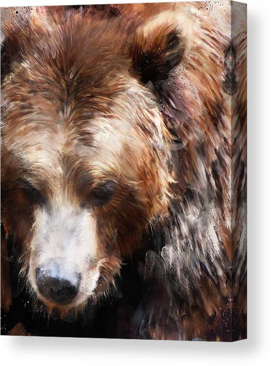 Bear Canvas Print featuring the painting Bear // Gold by Amy Hamilton