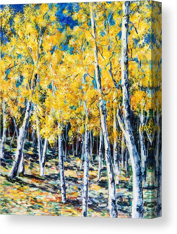 Aspen Canvas Print featuring the painting Golden Aspen by Sally Quillin