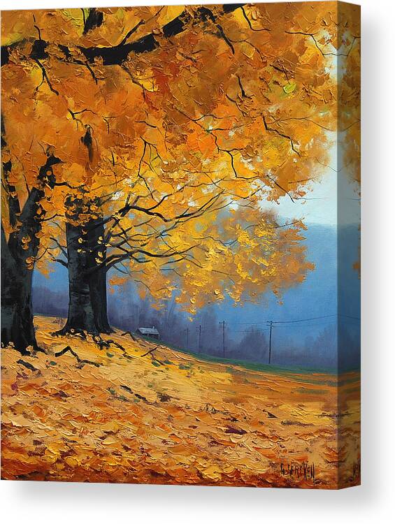  Fall Canvas Print featuring the painting Golden Leaves by Graham Gercken