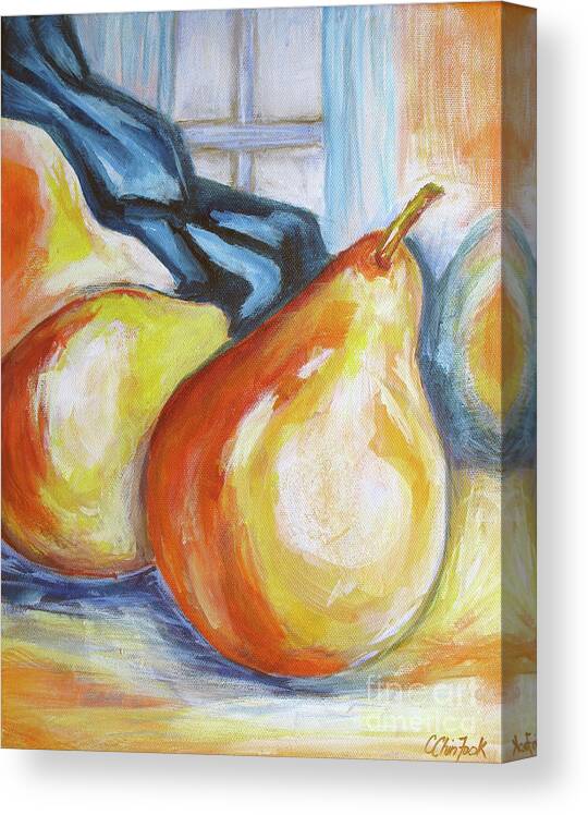 Still Life Canvas Print featuring the painting Golden Pears by Christine Chin-Fook