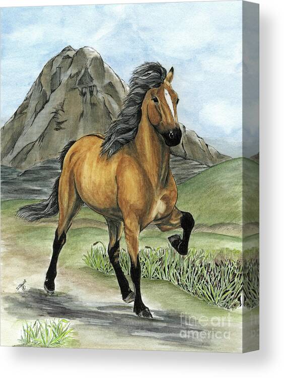Icelandic Horse Canvas Print featuring the painting Golden Tolt Icelandic Horse by Shari Nees