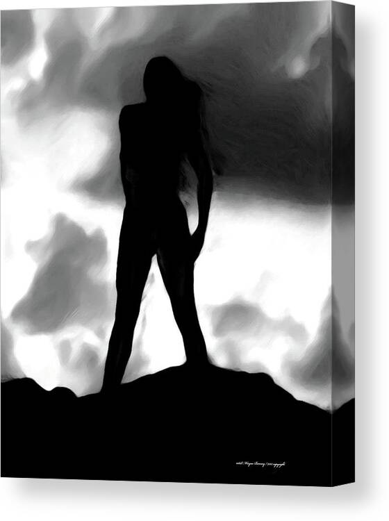 Black And White Fine Art Canvas Print featuring the digital art Gone With The Wind by Wayne Bonney