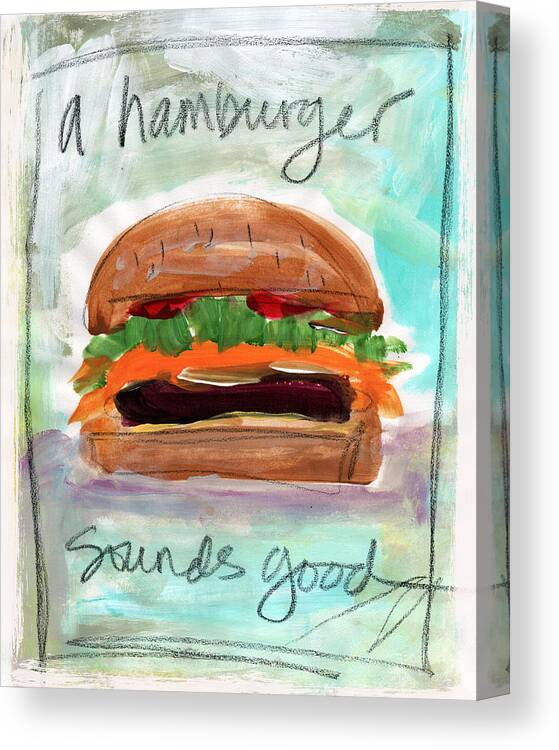 Hamburger Canvas Print featuring the painting Good Burger by Linda Woods