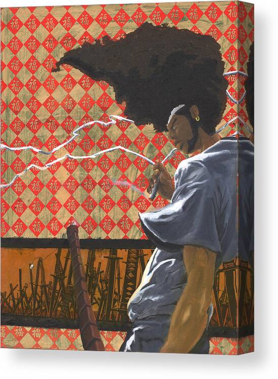 Afro Canvas Print featuring the painting Good Luck Afro I by Edmund Royster