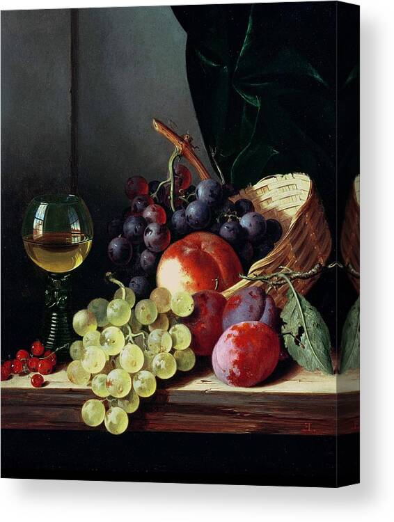 Grapes Canvas Print featuring the painting Grapes and plums by Edward Ladell