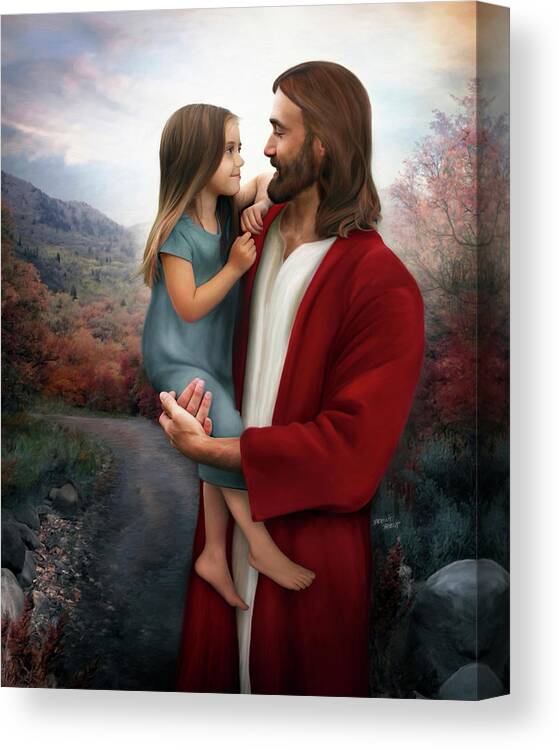 Jesus Canvas Print featuring the painting Greatest in the Kingdom by Brent Borup