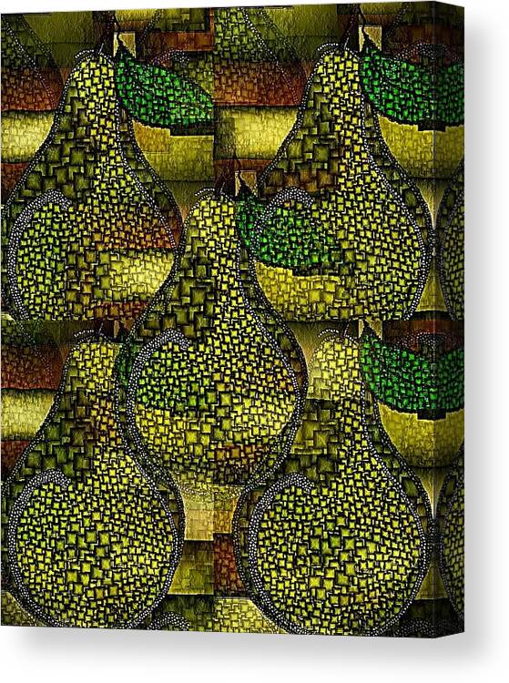 Green Canvas Print featuring the digital art Green Anjou Pear Abstract by Terry Mulligan