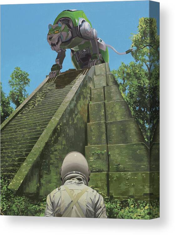 Astronaut Canvas Print featuring the painting Green Lion by Scott Listfield