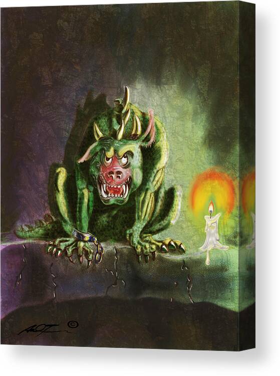  Canvas Print featuring the painting Green Monster by Dale Turner