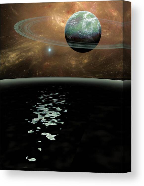 Planet Canvas Print featuring the digital art Green Planet by Gordon Engebretson