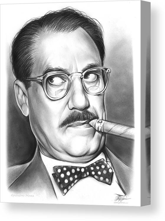 Groucho Marx Canvas Print featuring the drawing Groucho Marx by Greg Joens