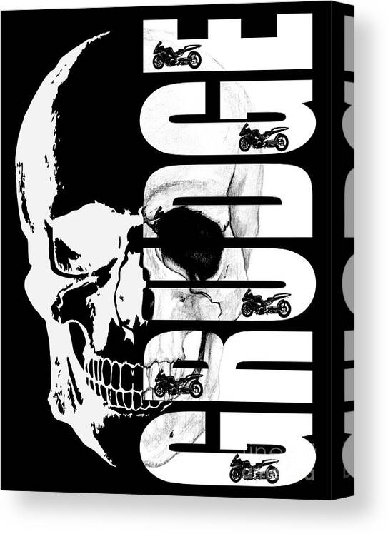 Drag Canvas Print featuring the digital art Grudge Skull by Jack Norton