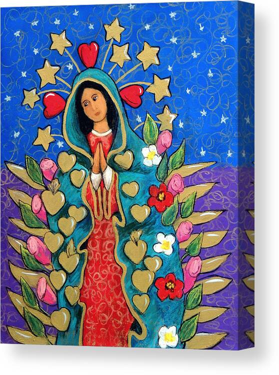 Guadalupe Canvas Print featuring the pastel Guadalupe with Stars by Candy Mayer