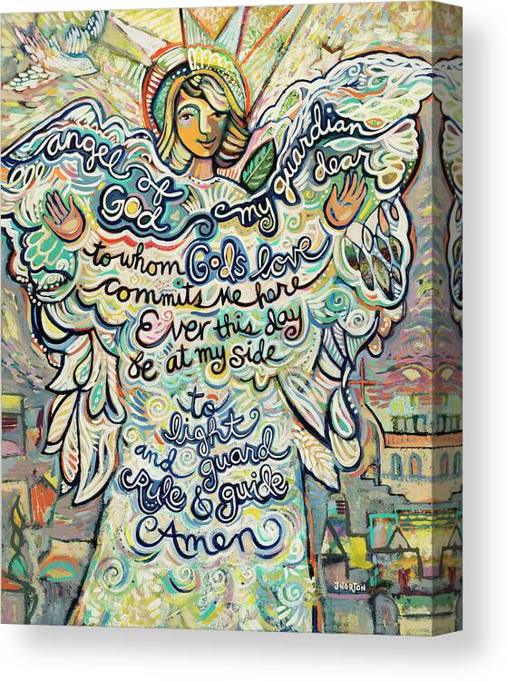 Jen Norton Canvas Print featuring the painting Guardian Angel by Jen Norton