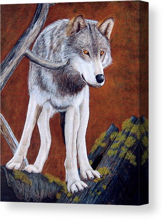 Guardian Canvas Print featuring the mixed media Guardian of the Den by Lorraine Foster