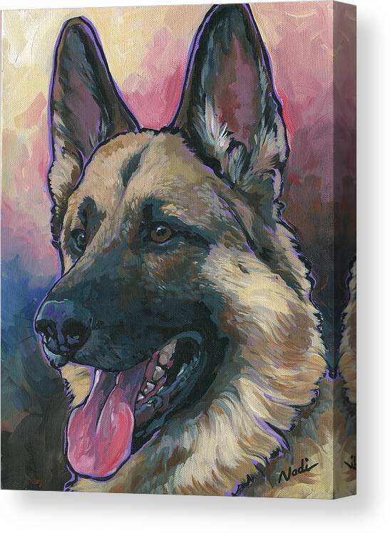 German Shepherd Dog Canvas Print featuring the painting Gunner by Nadi Spencer