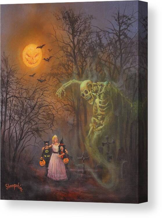 Halloween Canvas Print featuring the painting Halloween Spook by Tom Shropshire