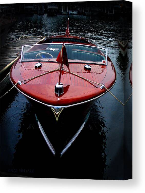 Boat Canvas Print featuring the photograph Handsome Wooden Boat by Susan Vineyard