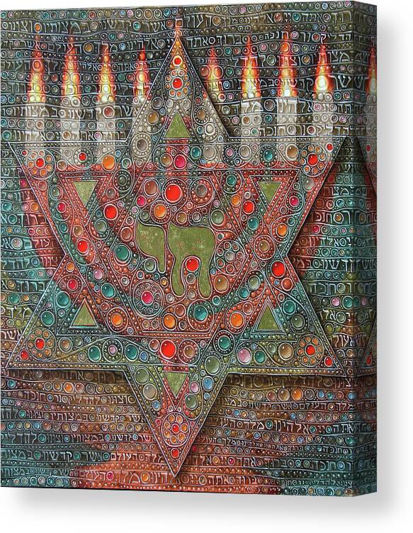 Hanukkah Canvas Print featuring the painting Hanuka prayer by Victor Molev